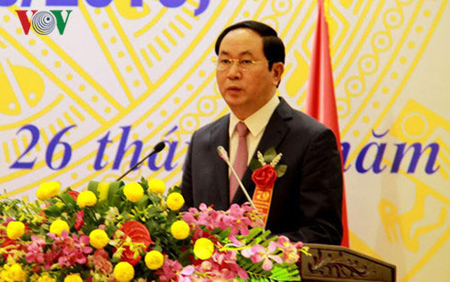 Chủ tịch nước Trần Đại Quang phát biểu tại buổi lễ.
